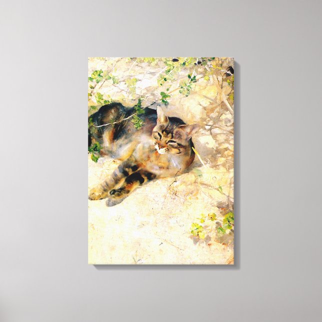 Lienzo Gato al sol, Bruno Liljefors (Anverso)