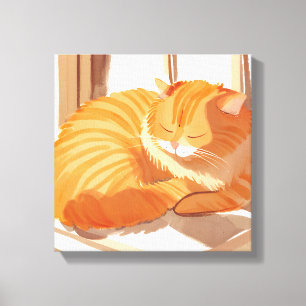 Lienzo Gato atigrado naranja   Pintura acuarela