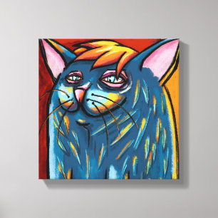 Lienzo Gato azul feliz y lindo digital al pastel