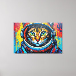 LIENZO GATO BENGALÍ EN EL ESPACIO