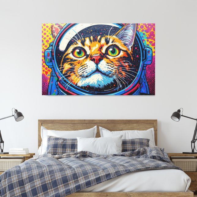LIENZO GATO BENGALÍ EN EL ESPACIO-2 (Insitu(Dormitorio))