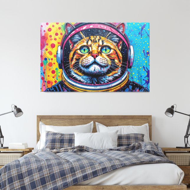 LIENZO GATO BENGALÍ EN EL ESPACIO-4 (Insitu(Dormitorio))