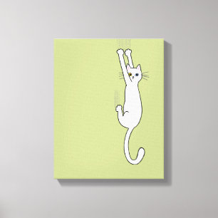 Lienzo Gato blanco aguantando con grilletes divertidos