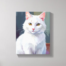 Lienzo Gato Blanco | Pintura de Mascota de Gato en Acuare