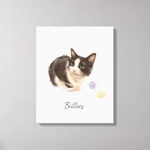 Lienzo Gato Blanco Y Negro Adorable Nombrado Butters