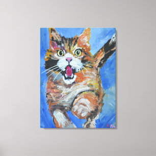 Lienzo Gato Calico Juguetón Saltando