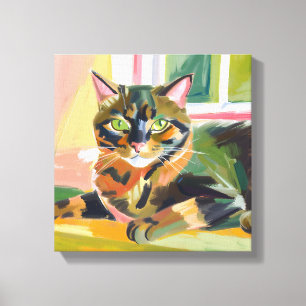 Lienzo Gato Caparazón de Tortuga   Hermosa Pintura de Gat
