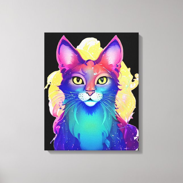 Lienzo Gato colorante amarillo ojos (Anverso)