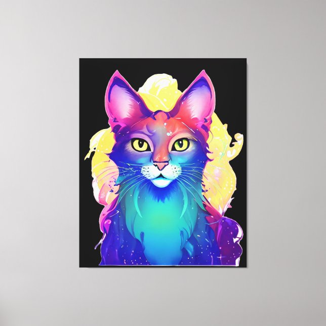 Lienzo Gato colorante amarillo ojos (Anverso)