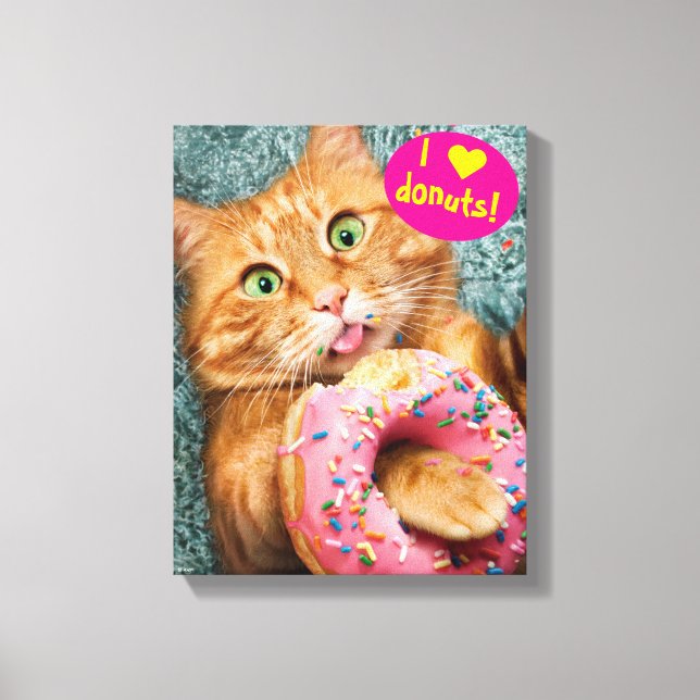 Lienzo Gato comiendo donut (Anverso)