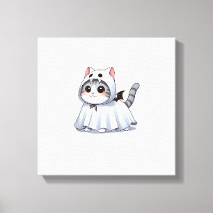 Lienzo Gato con disfraz de fantasma para camiseta sin man