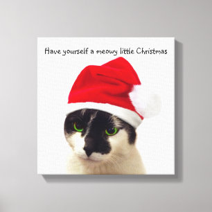 Lienzo Gato con el Gorra de Santa