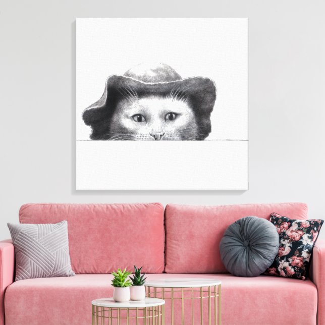 Lienzo Gato con Gorra (Nieve) (Insitu (Sala de estar))