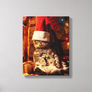 Lienzo Gato con la cabeza puesta