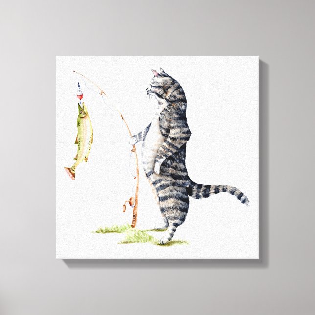 Lienzo Gato con pez (Anverso)