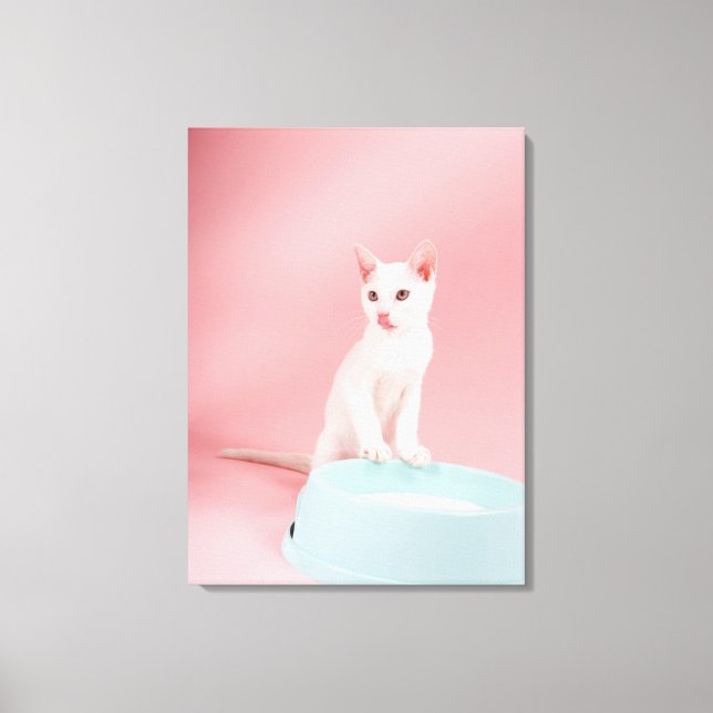 Lienzo Gato con tazón de leche (Anverso)