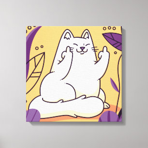 Lienzo Gato dándole el dedo