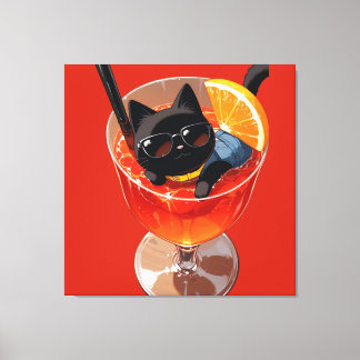 LIENZO GATO DE ANIMÉ NEGRO EN UN VASO DE JUGO