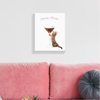 Lienzo Gato de carrito de bar de Martini de Espresso capr