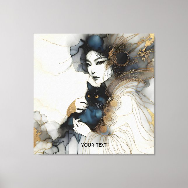 Lienzo Gato de Chica japonés con fantasía (Anverso)