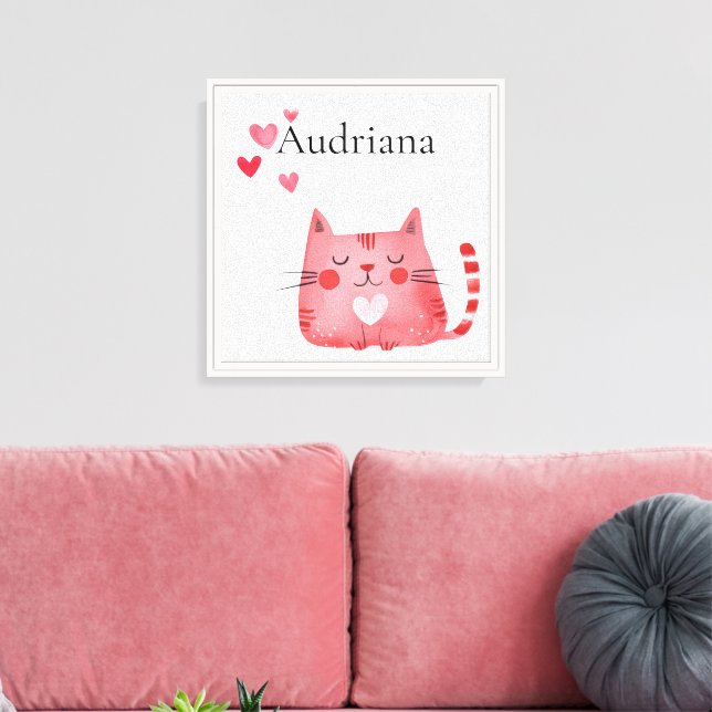 Lienzo Gato de corazón rosado (Insitu (Sala de estar))