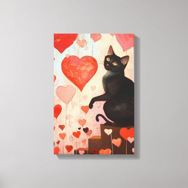 Lienzo Gato de Día de San Valentín cutáneo (Anverso)