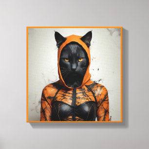 Lienzo Gato de Halloween lindo y espeluznante disfrazado