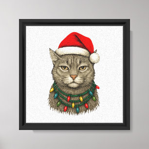 Lienzo Gato de Navidad lindo que lleva sombrero de Santa