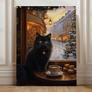 Lienzo Gato de Navidad Parisino – Café Caprichoso del Gat