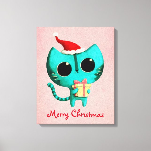 Lienzo Gato de Navidades de corte (Anverso)