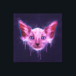 Lienzo Gato de Pop Art Lykoi Werewolf<br><div class="desc">Una pintura digital textural de la cabeza de un gato likoi con arañazos,  salpicaduras y goteo sobre un fondo áspero y texturado.</div>