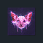 Lienzo Gato de Pop Art Lykoi Werewolf<br><div class="desc">Una pintura digital textural de la cabeza de un gato likoi con arañazos,  salpicaduras y goteo sobre un fondo áspero y texturado.</div>