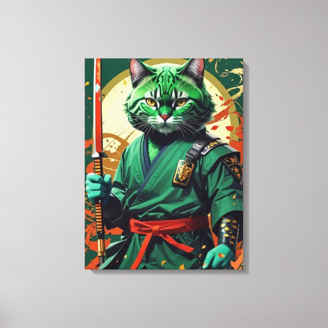 Lienzo Gato de Samurai (Anverso)