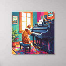 Lienzo Gato de Tabby jugando al piano