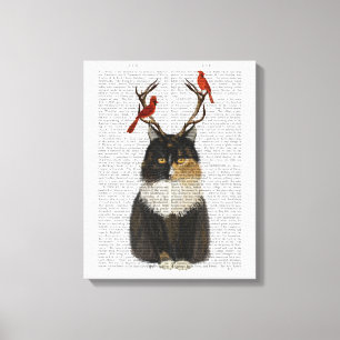 Lienzo Gato de Tortoisesinfierno con pollas y pájaros ro