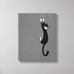 Lienzo Gato de traje colgando Gato de traje divertido