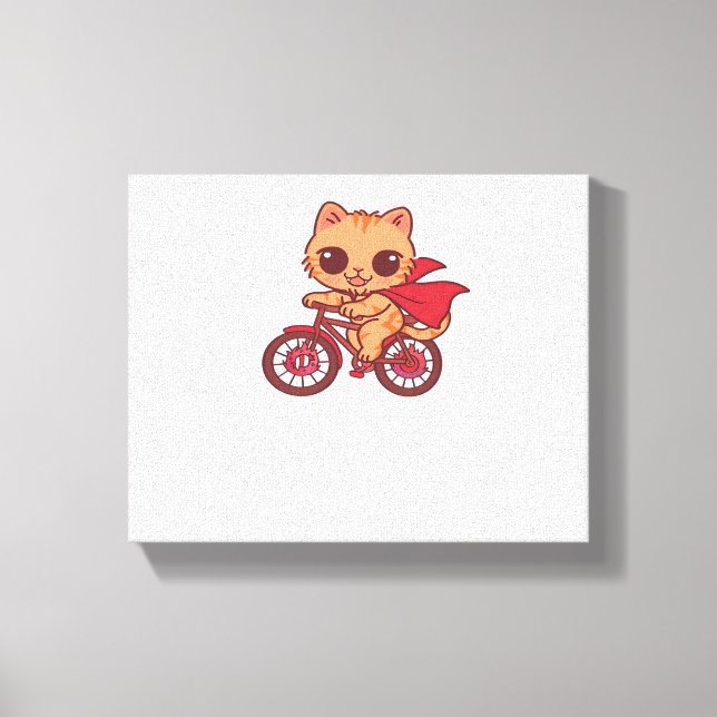 Lienzo Gato de vampiros en bicicleta de Halloween - Cute  (Anverso)