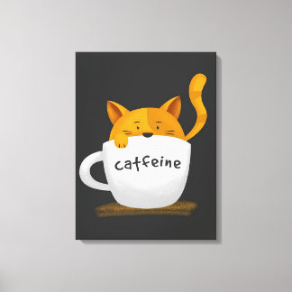 Lienzo Gato dentro de la taza de café