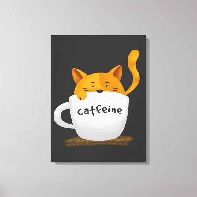 Lienzo Gato dentro de la taza de café (Anverso)