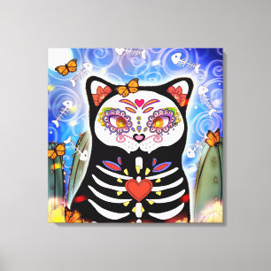 Lienzo Gato Dia De Los Muertos