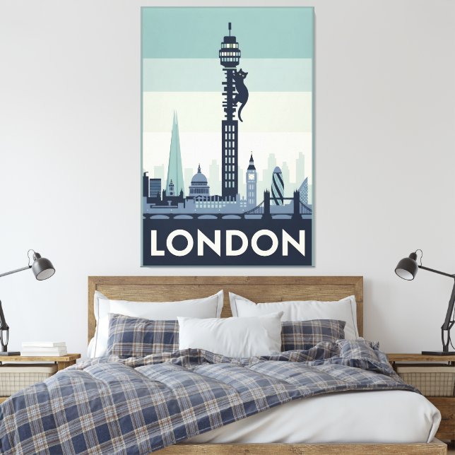 Lienzo Gato divertido en Londres (Insitu(Dormitorio))