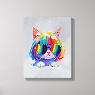 Lienzo Gato Divertido Pequeño y Lindo (Pintura No. 5)