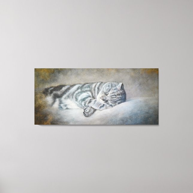 Lienzo Gato dormido dulce - Pintura de aceite de Lukian (Anverso)