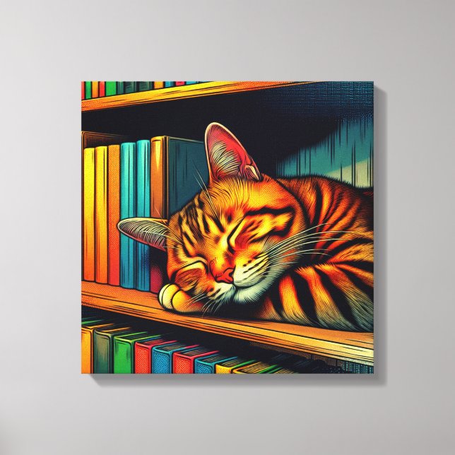 Lienzo Gato dormilón de estilo de cómic durmiendo (Anverso)
