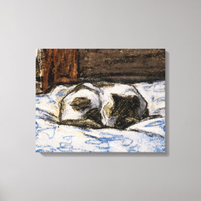 Lienzo Gato durmiendo en la cama (Anverso)