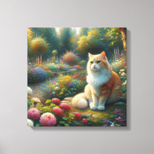 Lienzo Gato en el hermoso jardín