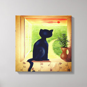 Lienzo Gato en la Ventana