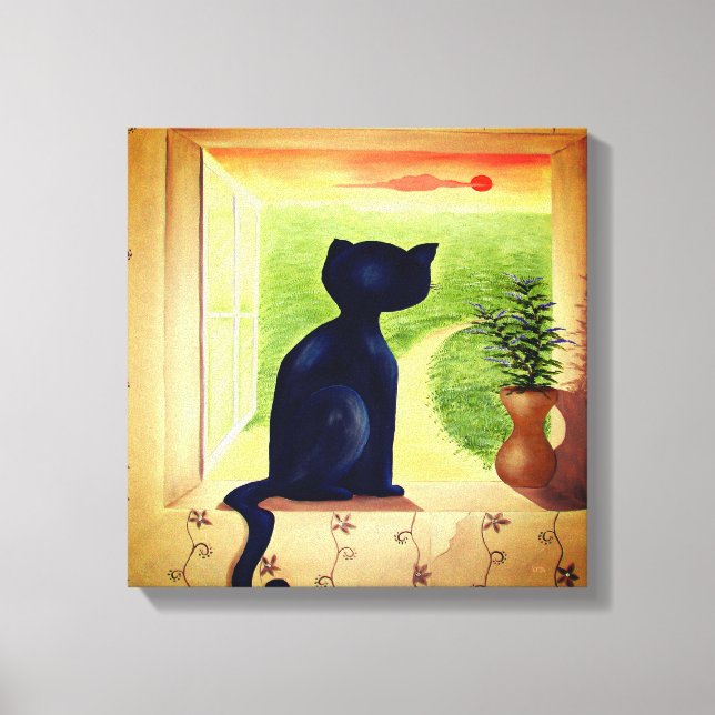 Lienzo Gato en la Ventana (Anverso)
