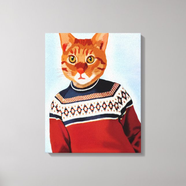 Lienzo Gato en suéter de esquí (Anverso)