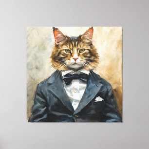 Lienzo Gato en un traje